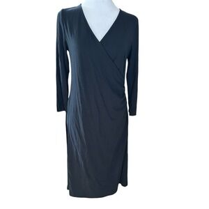 Talbots Black Wrap Dress Sz S Stretch, Ruched, Business, Casual